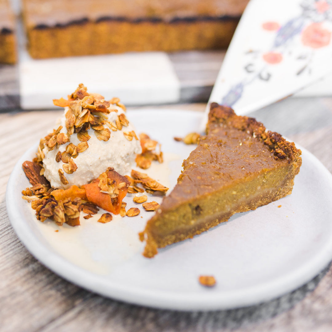 Jamie's Farm Butternut Squash Tart with Honey Tahini Graham Crust and Sweet Potato Cinnamon Ginger Granola how to make best recipe for holidays entertaining thanksgiving christmas jamie's farm new york brooklyn gluten-free award-winning sofi awards