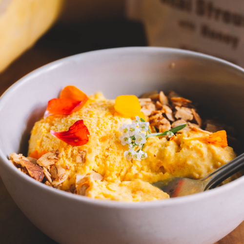 Carrot Ice Cream with Chai Streusel Granola