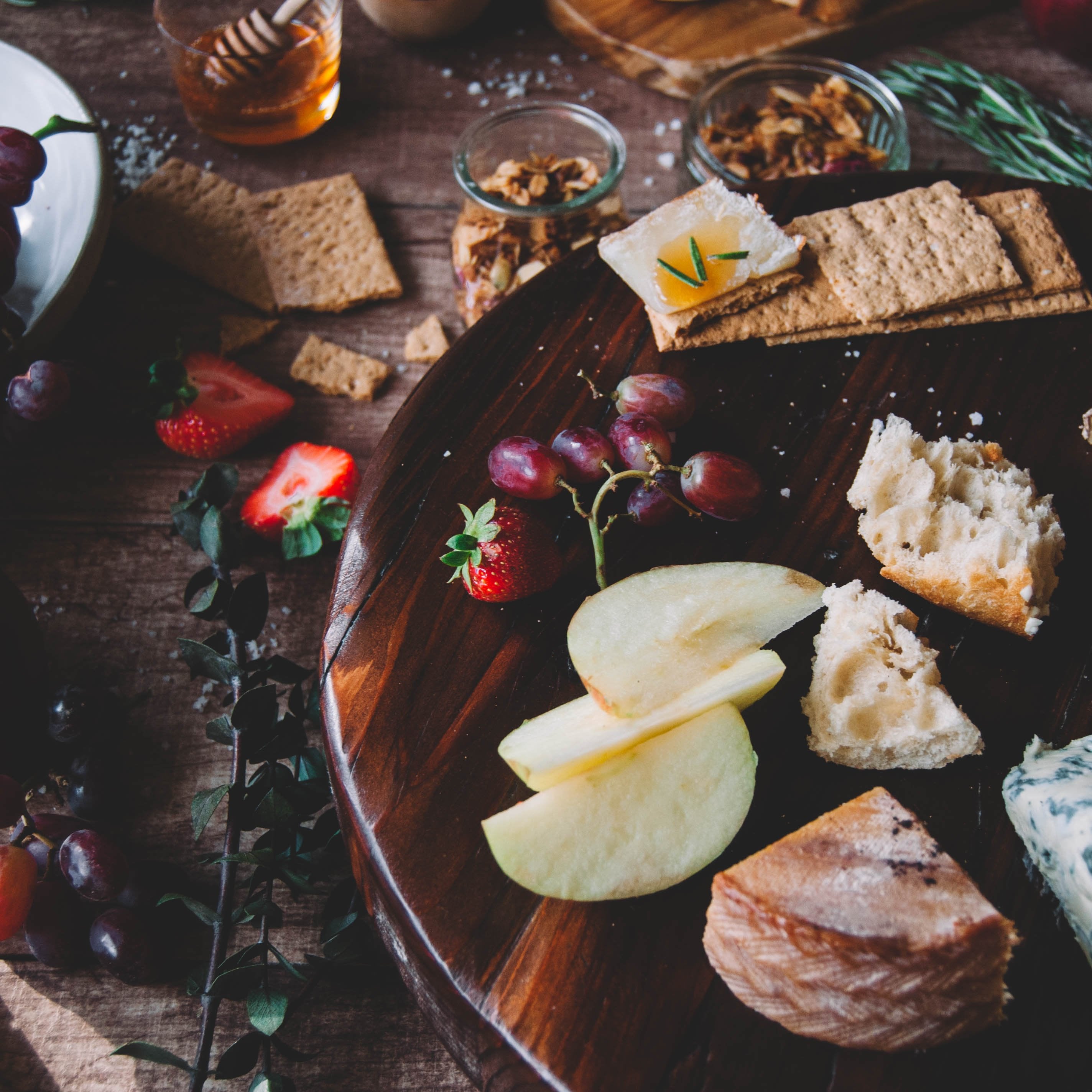 Granola on cheeseboard